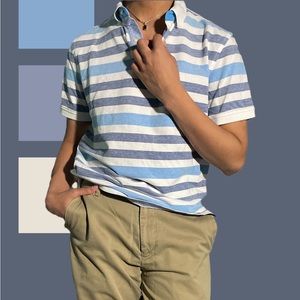 Tommy Hilfiger / Blue and White Striped Polo Shirt